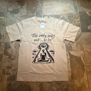 Gallery Dept Beige Short-Sleeve Graphic Tee with Black Spiritual Print